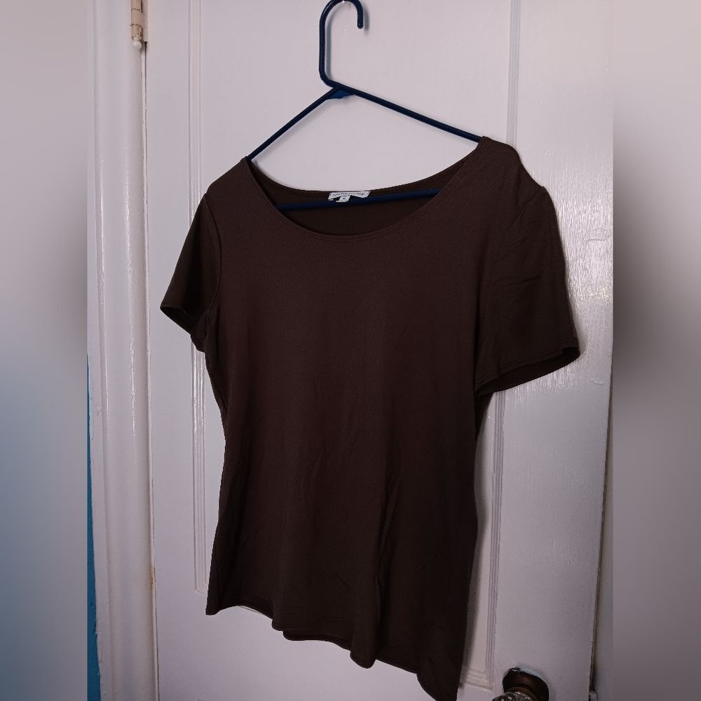 Notations Brown Short Sleeve Medium Blouse Pre-owned